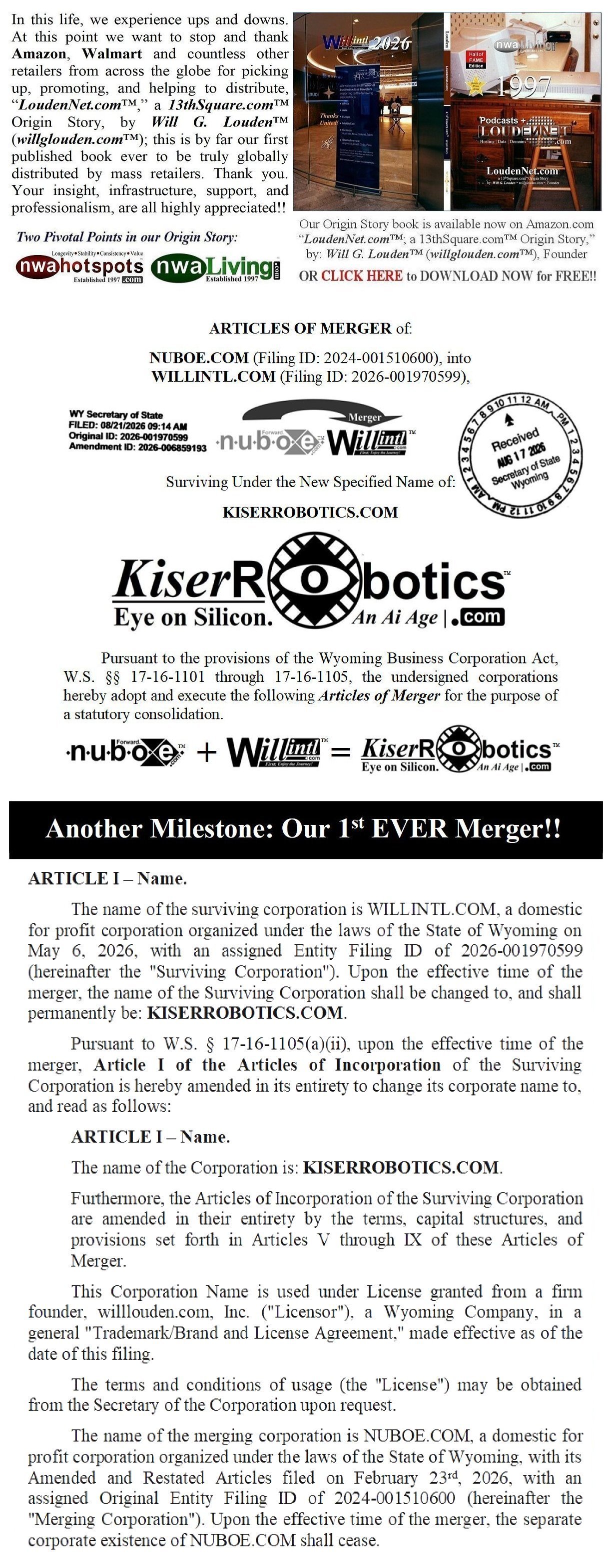 Welcome to: What's Next!! KiserRobotics.com�
